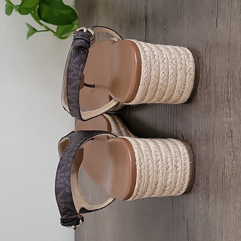 Michael Kors MK Laney T Strap Thong Espadrille Wedge Sandals 8.5 - Picture 8 of 13
